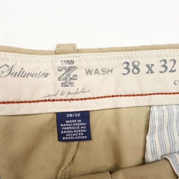 IZOD Pants Mens 38 x 32 Khaki High-Rise Slash Pockets Regular Fit Straight Chino - Picture 5 of 9